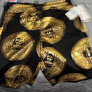 Luxurious Black and Gold Men's Swim Board Shorts